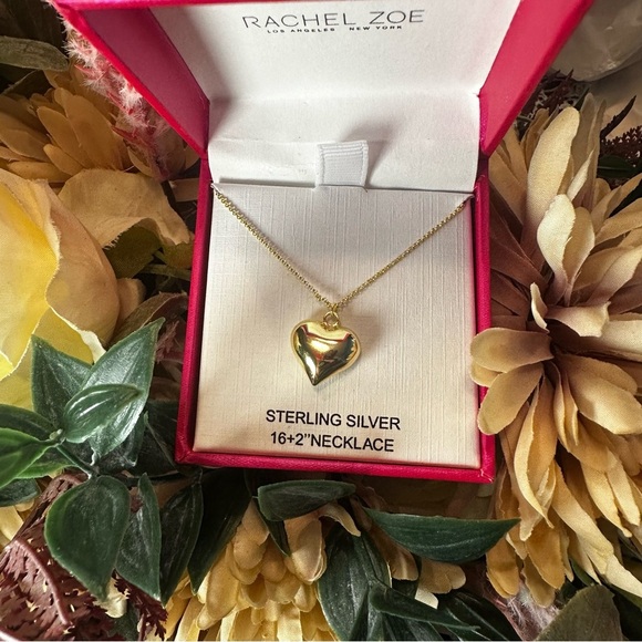 2025 Rachael Zoe Gold Plated Over Sterling Silver Heart Necklace 16” - Picture 3 of 5